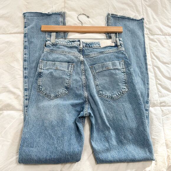 Zara High Rise Distressed Split Hem Jeans Light Wash Women’s Size 4 EUC - Picture 7 of 10